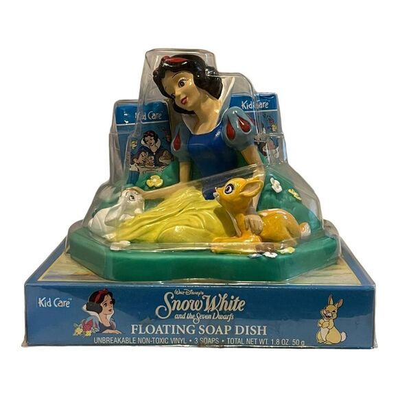 Disney Snow White Seven Dwarfs Floating Soap Dish & 3 Soaps Vintage 1990s New - Picture 1 of 5